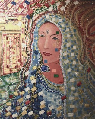 Ekaterina Popova: 'homecoming', 2017 , Экспрессионизм. Artist Description: Rain, travel, warm, color, primitivism, expressionism, abstract, woman, mosaic...