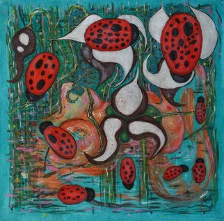 Ekaterina Popova: 'water', 2017 , Undecided. Artist Description: pond, symbolism, turquoise, water, flowers, ladybugs...