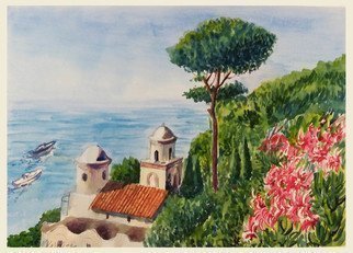 Natalia Kavolina: 'seascape in ravello', 2018 Watercolor, Impressionism. Original watercolor painting...