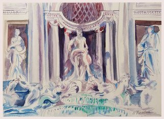 Natalia Kavolina: 'trevi fountain no 3', 2018 Watercolor, Culture. Original watercolor painting of Trevi Fountain in Venice ...