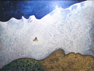 Steve Kiene: 'Mother Earth Father Sky', 2004 Reproduction Artwork, Abstract Landscape. Two profiles of faces Mother Earth on the bottom, Father Sky on the top That feeling on a powder day when youre one with nature...