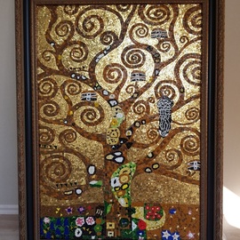Julija Katranzi: 'tree of life', 2019 Mosaic, Life. Artist Description: Work is done from Dona Murano Smalti tiles and Dona Murano 24k Gold tiles. Inspired by Gustav Klimt art. Work is done in Melangde and Classic Roman mosaic technique...