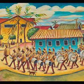 L. Kelen: 'Parade  Bonaire', 2005 Oil Painting, Military. Artist Description: Oil on Linen.Its not framed yet. . .and so Im not ready to sell it....