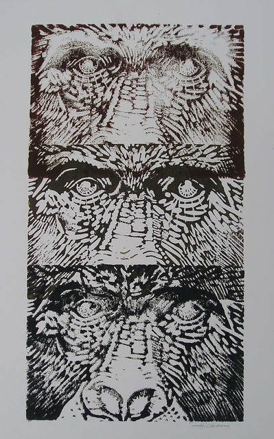 Ken Hillberry  'Family Tree', created in 2001, Original Printmaking Linoleum - Open Edition.