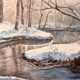 Snow on Riverbank By Debbie Homewood
