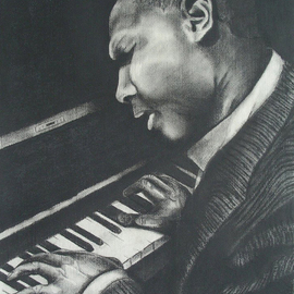 Kyle Foster: 'Saturday Night at the Lounge', 2002 Charcoal Drawing, Music. 