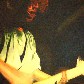 Ken Hovren: '7 Seconds 84', 2009 Acrylic Painting, Music. Artist Description: I hope to capture the energy of guitarist Steven Youth of 7 Seconds playing. Fenders Ball Room, Long Beach, CA 1984.  ...