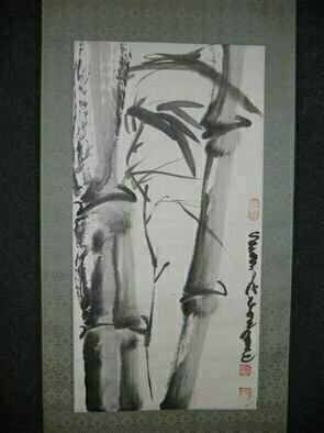 Kichung Lizee: 'Bamboo VII', 2001 Other, Culture.  done on mulberry paper, using Chinese ink and Eastern calligraphy brush.  presented as a traditional Asian scroll....