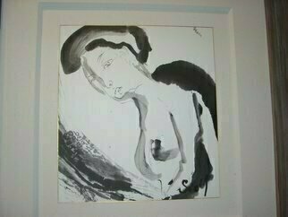 Kichung Lizee: 'Lady Z', 2010 Other Drawing, Abstract Figurative.  done on mulberry paper, using Chinese ink and Eastern calligraphy brush. ...