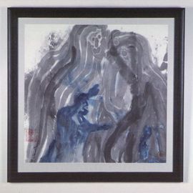 Kichung Lizee: 'Old Gods', 2002 Mixed Media, Abstract Figurative. Artist Description:  done on mulberry paper, using Chinese ink, Eastern calligraphy brush and water color....