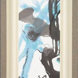 Kichung Lizee: 'Two Figures', 2005 Mixed Media, Abstract. Artist Description:  done on mulberry paper, using Chinese ink, Eastern calligraphy brush and water color. ...