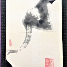 Kichung Lizee: 'into the light 1', 2021 Mixed Media, Spiritual. Artist Description: Free flowing Eastern calligraphy work done on the mulberry paper...
