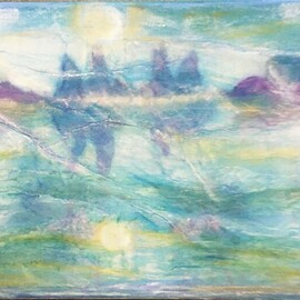 Kichung Lizee: 'moon reflection', 2022 Mixed Media, Spiritual. Artist Description: mixed media on mulberry paper to capture the mood. ...