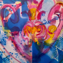 Kimmie Hamm: 'Abstract Heart', 2016 Mixed Media, Abstract. Artist Description:  Watercolor and Acrylic spray paintSociety says one thing and our brain says another. What does our heart say? Who rules your Abstract Heart? ...