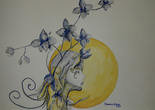 Artist Kimmie Hamm. 'Princess Moon Flower' Artwork Image, Created in 2015, Original Painting Oil. #art #artist