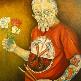Karl James: 'everythings coming up roses', 2012 Oil Painting, Philosophy. Artist Description:   portrait   ...