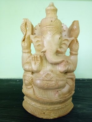 Unni Krishnan: 'ganesha', 2017 Crafts, Spiritual. Crafted in yellow teak wood Lord Ganesha ...