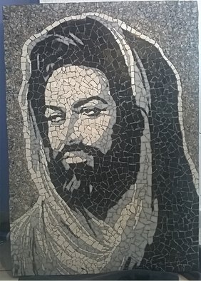 Klaudio Malke: 'mosaic portrait', 2017 Mosaic, Portrait. A mosaic portrait of a religious man made in marble tiles. This one is already sold, so when you will order this, you have to wait until a new one is finished, then this will be shipped to you. ...