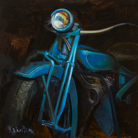 Xenia Kokorina: 'moto portrait', 2016 Oil Painting, Motorcycle. 
