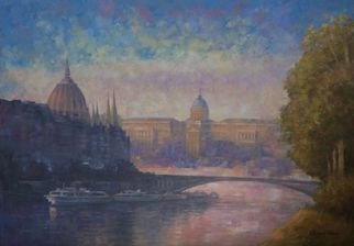 Korognai Janos: 'Sunny Budapest', 2015 Oil Painting, Cityscape.                                                                              Catalog number : K15 337                                                                                ...