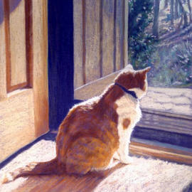 Kay Ridge: 'Watch Cat', 2002 Pastel, Cats. Artist Description: This original Pastel painting found the light and shadows exciting to paint as the sun changed minute by minute.Limited Edition, doubled signed by artist and certificate of authenticity.Matted to 16x20 with foamcore backing are also available. ( Inquire via email) ....