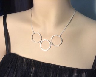Lisa Schaffer-doggett: 'Hand Forged Silver Trinity Necklace', 2014 Jewelry, undecided.   Forged and hammered fine silver three circle 18 