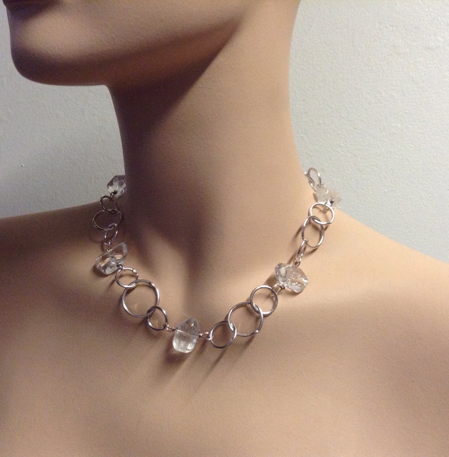 Lisa Schaffer-Doggett  'Ice Quartz Crystal Necklace And Fine Silver Handmade Chain', created in 2014, Original Jewelry.