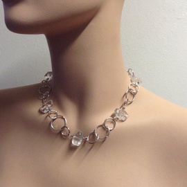 Ice Quartz Crystal Necklace and Fine Silver Handmade Chain By Lisa Schaffer-Doggett
