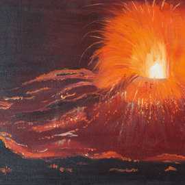 Claudia Luethi Alias Abdelghafar: 'Volcanique eruption', 2006 Oil Painting, Landscape. Artist Description: Oilpainting on canvas from a volcanic eruption.  The force and dynamic from the lava and the volcanos are for me fascinating since I am a child.  In school I did a lecture about volcanos and the time was limited to 20 minutes but the lecture I did was ...