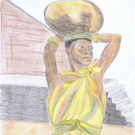 Claudia Luethi Alias Abdelghafar: 'african woman', 2005 Other Drawing, People. Artist Description: An african woman, where is she looking Drawing with colored pencil on DIN A4 paper...