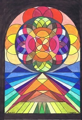 Claudia Luethi Alias Abdelghafar: 'church wiindow 2011', 2011 Other Drawing, Architecture. Church window with a lot of colorsDrawing with colored pencil on DIN A3 paper...