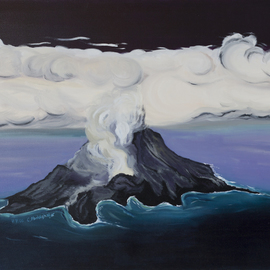 Claudia Luethi Alias Abdelghafar: 'volcanic island', 2019 Other Painting, Architecture. Artist Description: Oilpainting on canvas from a volcanic island. Powerful lines and contrasts. Beautiful original style. The force and dynamic from the lava and the volcanos are for me fascinating since I am a child. In school I did a lecture about volcanos and the time was limited to 20 ...
