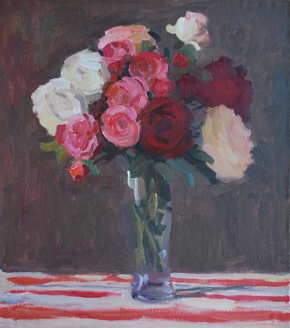 Artist Lena Kurovska. 'Still Life With Roses' Artwork Image, Created in 2013, Original Painting Oil. #art #artist