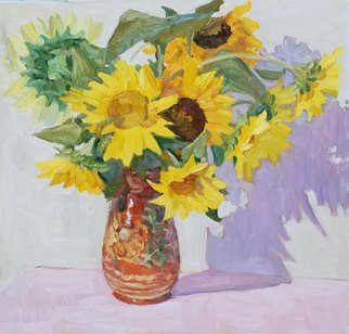 Lena Kurovska: 'Sunflowers', 2010 Oil Painting, Floral. still life with sunflowers, floral, oil painting...