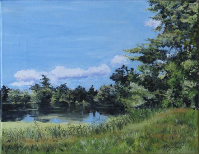 Artist Anna Figurova. 'Lednice Lake ' Artwork Image, Created in 2010, Original Painting Oil. #art #artist