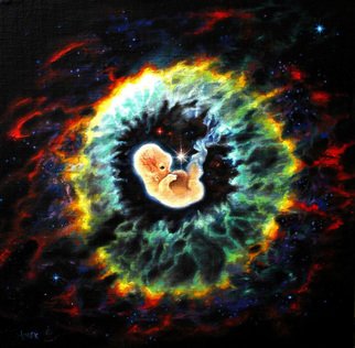 Laisk Serg: 'the birth of a supernova Superstars', 2007 Oil Painting, Space.  space, cosmos, universe galaxy, superstar, star, embryo, conception, birth          ...