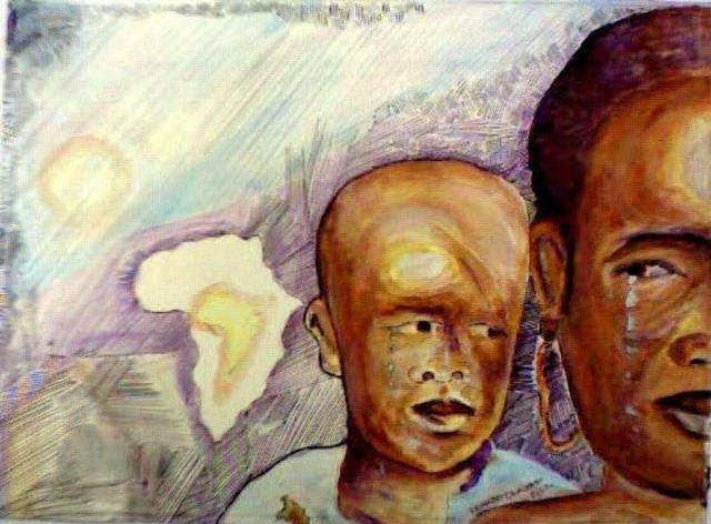 Kehinde Olajide  'Please   Help', created in 1997, Original Watercolor.