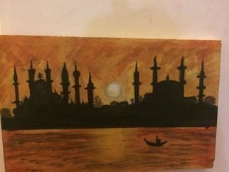Laraib Yousaf: 'sunset in istambul', 2017 Acrylic Painting, Scenic. sunset...