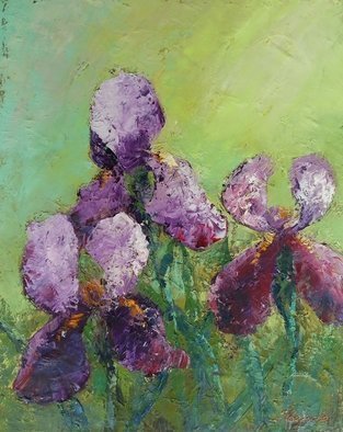 Larysa Uvarova: 'irises', 2020 Oil Painting, Still Life. Original oil on canvas painting was done with high- quality paints and palette knife will be great for the modren interiors. Ready to hang. ...
