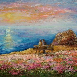spring in opal cliffs painting By Larysa Uvarova