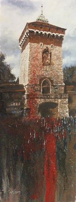 Larry Kaiser: 'Lamentations on a Bright Day in Krakow', 2005 Oil Painting, Cityscape.  Morners gather outside a holy place in Krakow, Poland. Semi- abstract contemporary/ impressionist work begun en plein- air and finished in studio.  ...