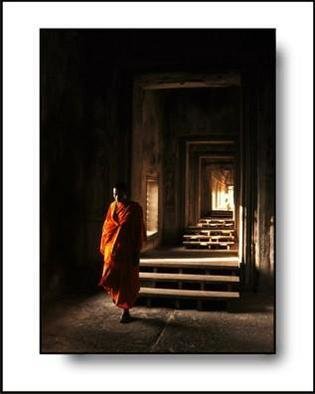 Larry Kiesel: 'Quiet Monk', 2005 Color Photograph, Travel. This image was made at Angkor Wat in Cambodia....