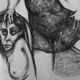 Luise Andersen: '2016 August 26  Sometimes Great Things Begin With ArtDoodle II', 2016 Charcoal Drawing, Abstract Figurative. Artist Description:    August 24, 2016- . had today several hrs to express in charcoal. . needed these. . will upload a few details of progress. . . .  ...