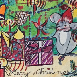 Luise Andersen: 'Christmas Card 2014 detail I', 2014 Crayon Drawing, Fantasy. 
