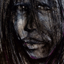 Luise Andersen: 'LOST me  JulyeighthTwoOTn', 2010 Other Drawing, Other. Artist Description:  see in work. . nothing to add. . . . had to express. .mostly. . in eyes. . lines. . black soft pastel and white oil pastel. this is cropped version. . so only feel shows. ...