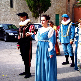 Luise Andersen: 'MEDIEVAL FESTIVAL PARADE ACQUASPARTA  Five', 2006 Color Photograph, Other. Artist Description: . . . . I captured this special Lady in the beginning of the parade. . .  love the light velvety blue costume. . with the pure soft white. . it compliments her beautiful skin tone. . The features. .  hair. . The costume of the Man at her side. . . . .  is an attention getter too. . Nice looking pair in ...