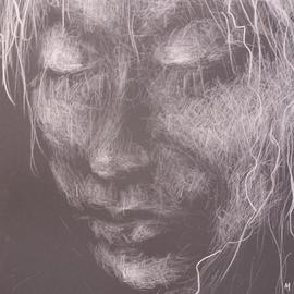 Luise Andersen: 'MIG I  feelings  FebFiveTwoOThirteen', 2013 Other Drawing, Portrait. Artist Description:   Light Flesh Art & Graphic PolyChromos  by Faber- Castell12 x 18 inches ( 30. 5 x 45. 7 cm)on Artagain black drawing paper, 400 series/ Best by StrathmoreExpression of human condition/ emotion. . ...