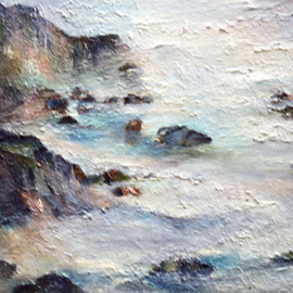 Luise Andersen: 'SEA', 2006 Oil Painting, Seascape. Artist Description:  painted this in Izmir, Turkey 28 years ago. Looked much different than now. Was actually a river then . Beautiful. My eye fell on it in one of my moods approx. ten years ago and repainted something totally else as you see. Still connected to the water, yet not ...