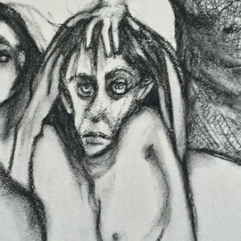 Luise Andersen: 'Sometimes great things start with ArtDoodle III ', 2016 Charcoal Drawing, Abstract Figurative. Artist Description:  Detail August 26,2006. . progress detail  ...