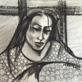 Luise Andersen: ' WAIT  charcoal IMIG', 2015 Charcoal Drawing, Abstract. 
